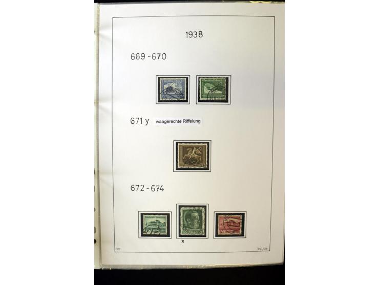 1923/45, gestempelte kpl. Sammlung mit u.a. Mi.-Nr. 346y, 356Xx, 357Xx, 393Y, 398X, 399X (Firmenlochung), 452b, Bl.2 (fleckig