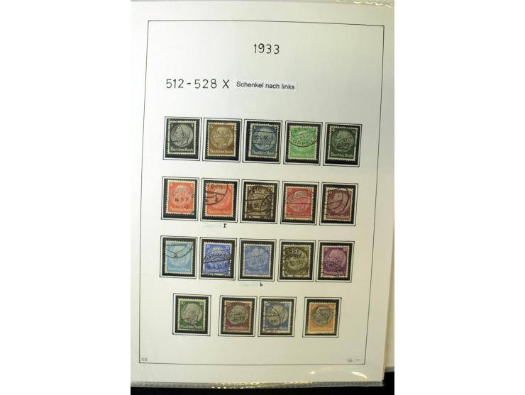 1923/45, gestempelte kpl. Sammlung mit u.a. Mi.-Nr. 346y, 356Xx, 357Xx, 393Y, 398X, 399X (Firmenlochung), 452b, Bl.2 (fleckig