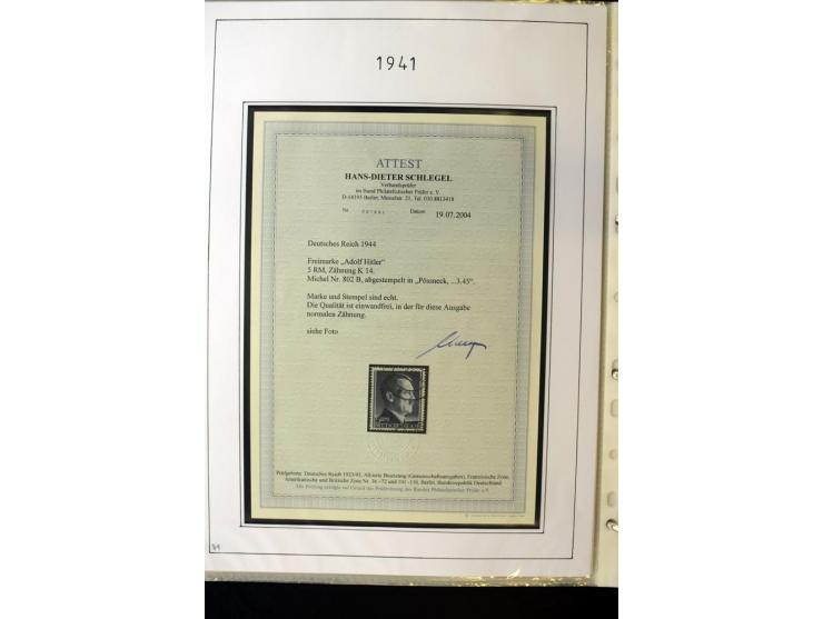 1923/45, gestempelte kpl. Sammlung mit u.a. Mi.-Nr. 346y, 356Xx, 357Xx, 393Y, 398X, 399X (Firmenlochung), 452b, Bl.2 (fleckig