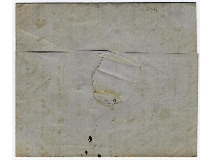 RUSSIA USED IN POLAND: 1858, 10 K. brown/blue tied by numeral "1" with adjacent red "WARSAWA"  to folded letter, upper right 