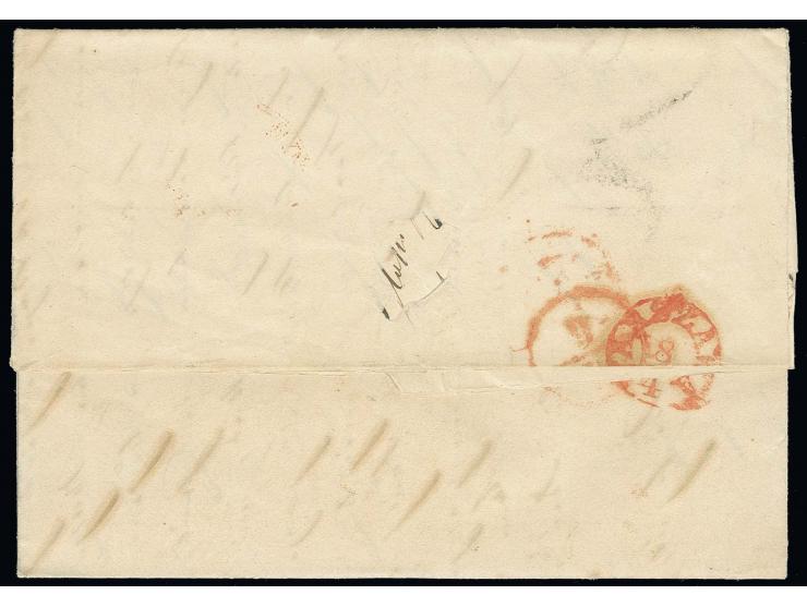 Russia 1858, 10 k. with clear ring cancellation "175" on folded entire letter from Granitza to Warsaw, weak receiver cancella