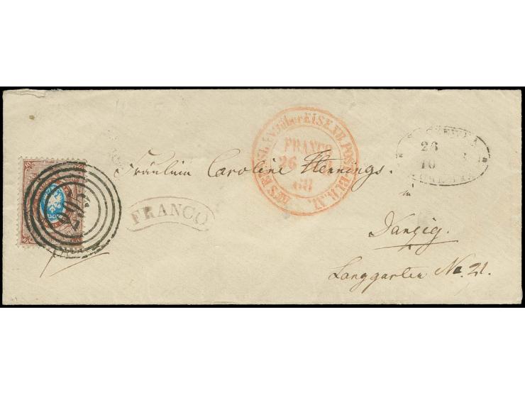 10 K. brown/blue tied by numeral "295" to cover with adjacent oval "SOCEWKA 26 10 68" to Danzig, fine