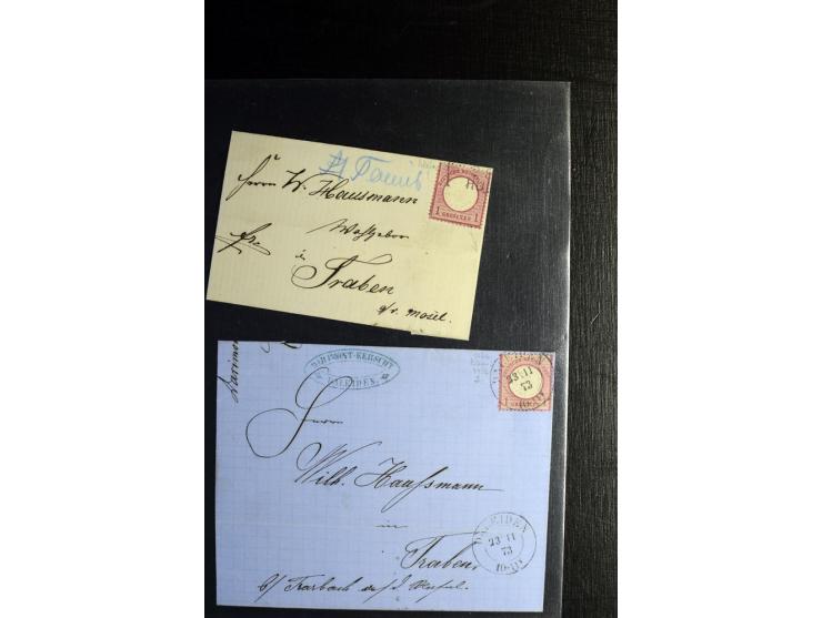 1872/75, ca. 280 Briefen, Karten und Ganzsachen, dabei viele interessante Belege, u.a. Mehrfachfrankaturen, Einheiten bis zum