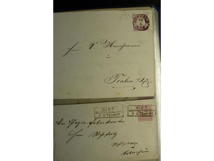 1872/75, ca. 280 Briefen, Karten und Ganzsachen, dabei viele interessante Belege, u.a. Mehrfachfrankaturen, Einheiten bis zum