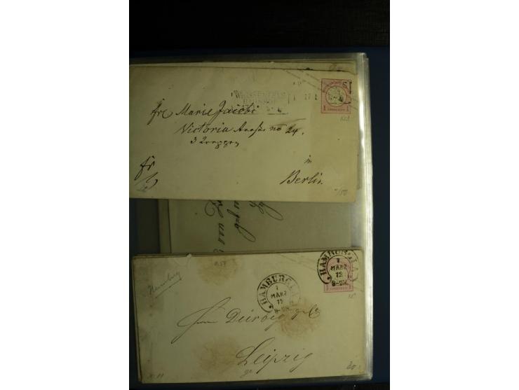 1872/75, ca. 280 Briefen, Karten und Ganzsachen, dabei viele interessante Belege, u.a. Mehrfachfrankaturen, Einheiten bis zum