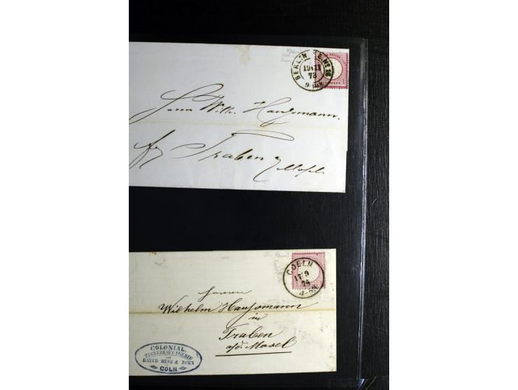 1872/75, ca. 280 Briefen, Karten und Ganzsachen, dabei viele interessante Belege, u.a. Mehrfachfrankaturen, Einheiten bis zum