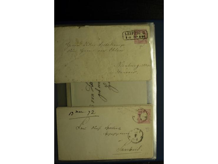 1872/75, ca. 280 Briefen, Karten und Ganzsachen, dabei viele interessante Belege, u.a. Mehrfachfrankaturen, Einheiten bis zum