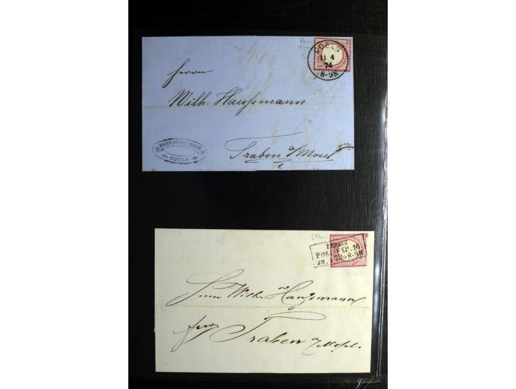 1872/75, ca. 280 Briefen, Karten und Ganzsachen, dabei viele interessante Belege, u.a. Mehrfachfrankaturen, Einheiten bis zum