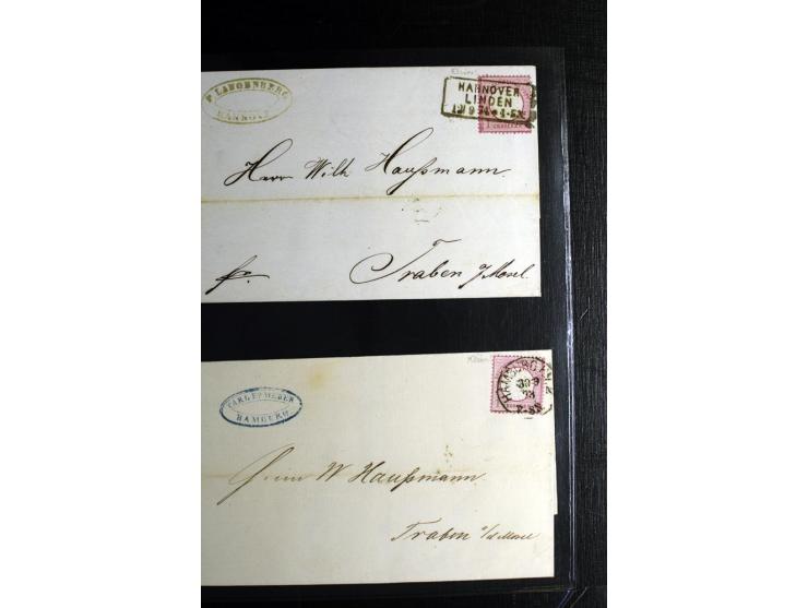 1872/75, ca. 280 Briefen, Karten und Ganzsachen, dabei viele interessante Belege, u.a. Mehrfachfrankaturen, Einheiten bis zum
