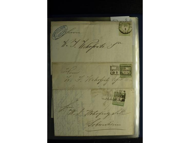 1872/75, ca. 280 Briefen, Karten und Ganzsachen, dabei viele interessante Belege, u.a. Mehrfachfrankaturen, Einheiten bis zum