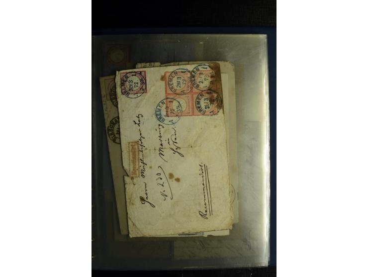 1872/75, ca. 280 Briefen, Karten und Ganzsachen, dabei viele interessante Belege, u.a. Mehrfachfrankaturen, Einheiten bis zum