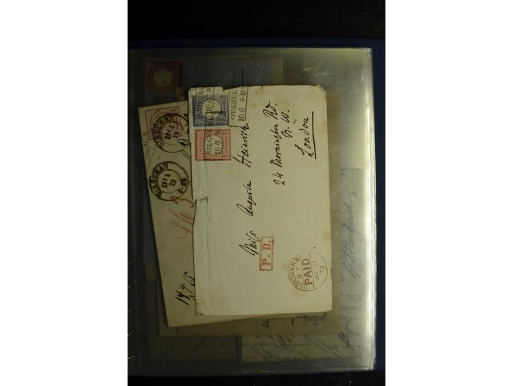 1872/75, ca. 280 Briefen, Karten und Ganzsachen, dabei viele interessante Belege, u.a. Mehrfachfrankaturen, Einheiten bis zum