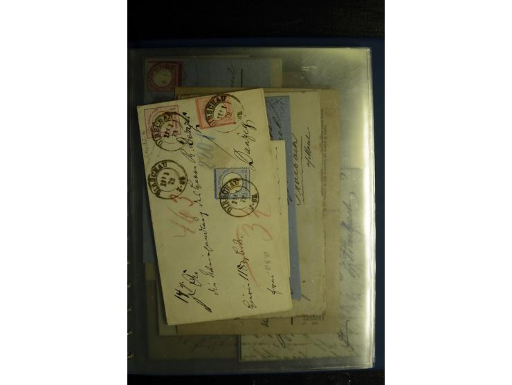 1872/75, ca. 280 Briefen, Karten und Ganzsachen, dabei viele interessante Belege, u.a. Mehrfachfrankaturen, Einheiten bis zum