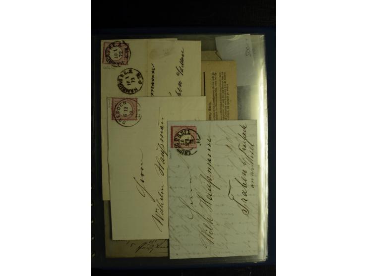 1872/75, ca. 280 Briefen, Karten und Ganzsachen, dabei viele interessante Belege, u.a. Mehrfachfrankaturen, Einheiten bis zum