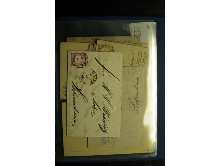1872/75, ca. 280 Briefen, Karten und Ganzsachen, dabei viele interessante Belege, u.a. Mehrfachfrankaturen, Einheiten bis zum