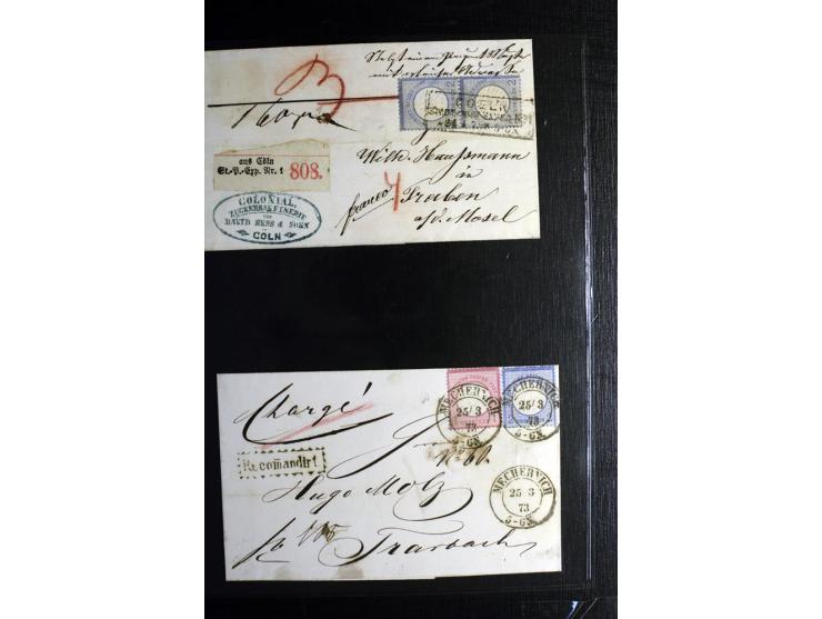 1872/75, ca. 280 Briefen, Karten und Ganzsachen, dabei viele interessante Belege, u.a. Mehrfachfrankaturen, Einheiten bis zum
