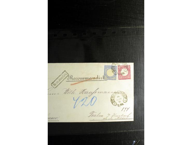 1872/75, ca. 280 Briefen, Karten und Ganzsachen, dabei viele interessante Belege, u.a. Mehrfachfrankaturen, Einheiten bis zum