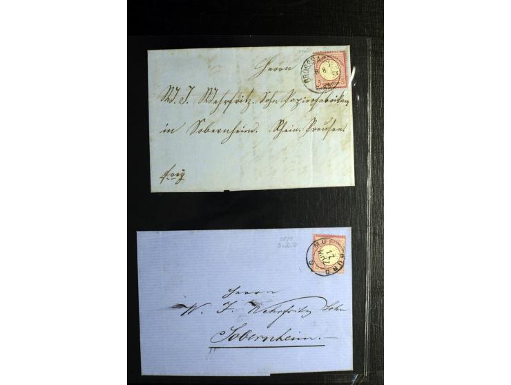 1872/75, ca. 280 Briefen, Karten und Ganzsachen, dabei viele interessante Belege, u.a. Mehrfachfrankaturen, Einheiten bis zum