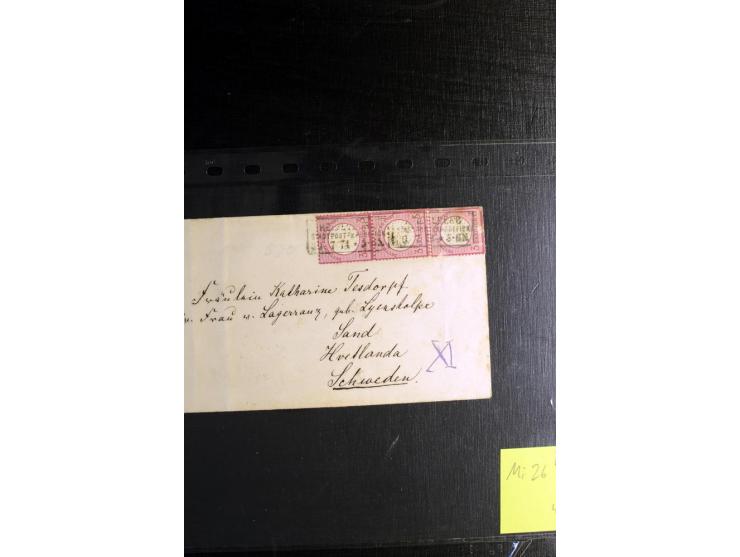 1872/75, ca. 280 Briefen, Karten und Ganzsachen, dabei viele interessante Belege, u.a. Mehrfachfrankaturen, Einheiten bis zum