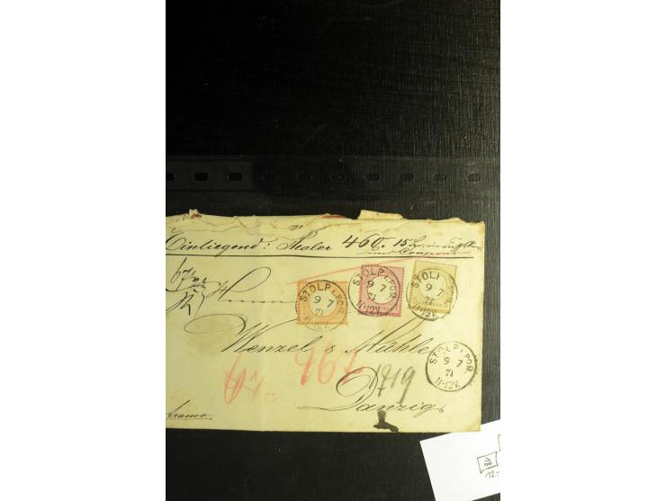 1872/75, ca. 280 Briefen, Karten und Ganzsachen, dabei viele interessante Belege, u.a. Mehrfachfrankaturen, Einheiten bis zum