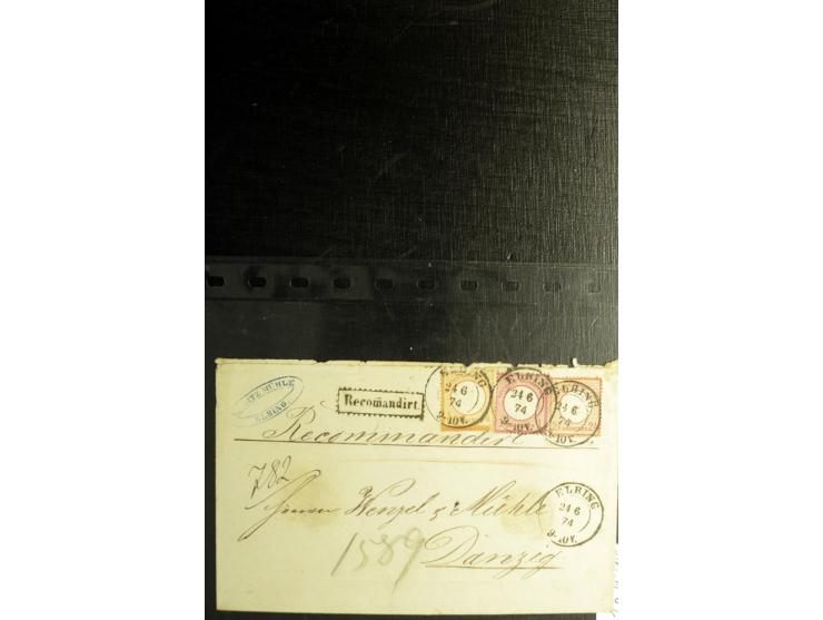 1872/75, ca. 280 Briefen, Karten und Ganzsachen, dabei viele interessante Belege, u.a. Mehrfachfrankaturen, Einheiten bis zum