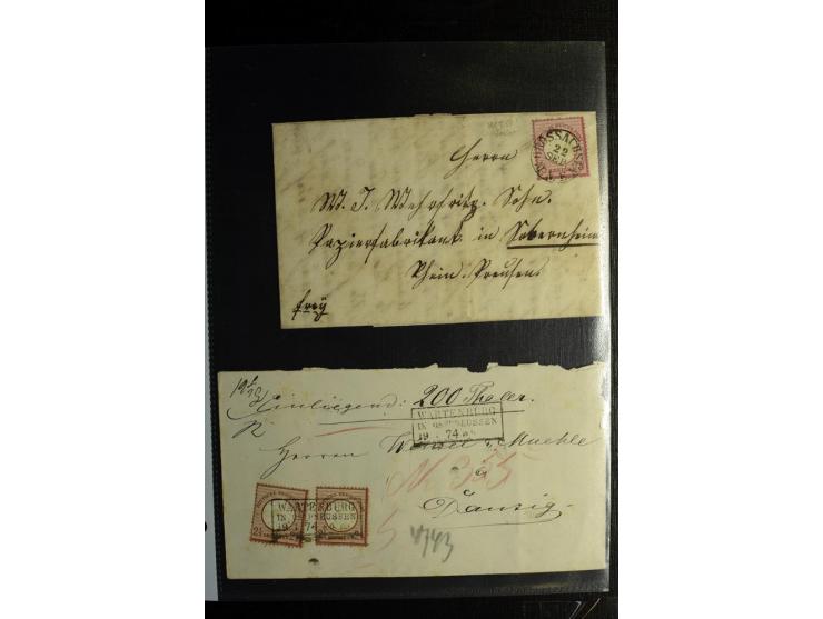 1872/75, ca. 280 Briefen, Karten und Ganzsachen, dabei viele interessante Belege, u.a. Mehrfachfrankaturen, Einheiten bis zum