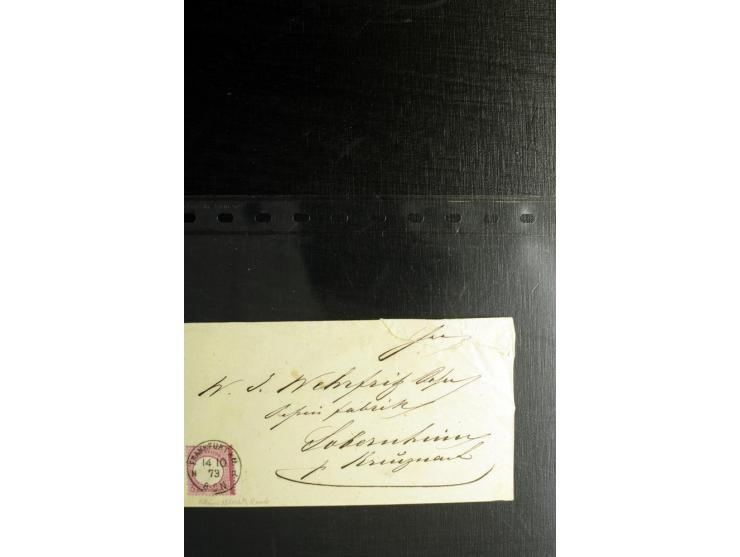 1872/75, ca. 280 Briefen, Karten und Ganzsachen, dabei viele interessante Belege, u.a. Mehrfachfrankaturen, Einheiten bis zum