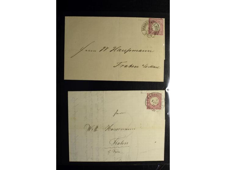 1872/75, ca. 280 Briefen, Karten und Ganzsachen, dabei viele interessante Belege, u.a. Mehrfachfrankaturen, Einheiten bis zum