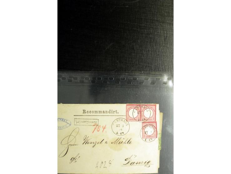 1872/75, ca. 280 Briefen, Karten und Ganzsachen, dabei viele interessante Belege, u.a. Mehrfachfrankaturen, Einheiten bis zum