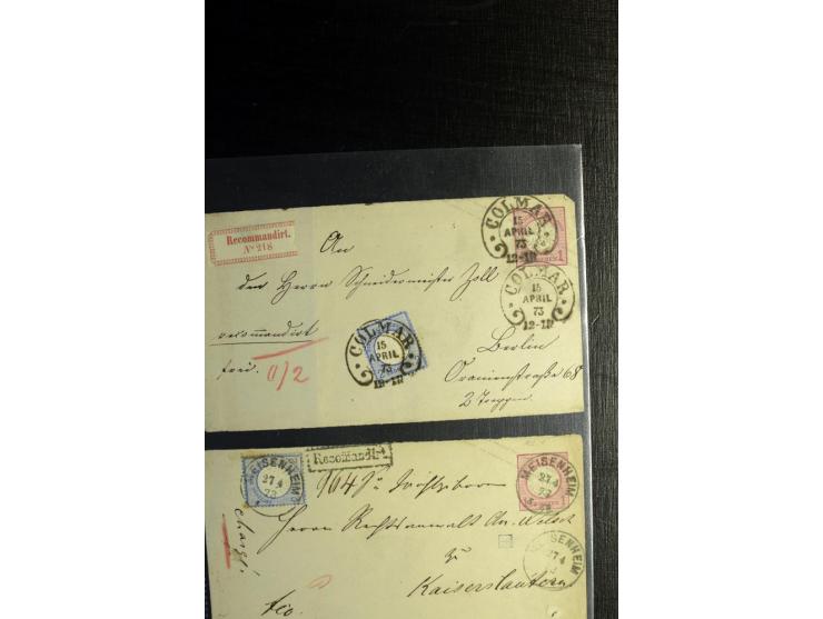 1872/75, ca. 280 Briefen, Karten und Ganzsachen, dabei viele interessante Belege, u.a. Mehrfachfrankaturen, Einheiten bis zum