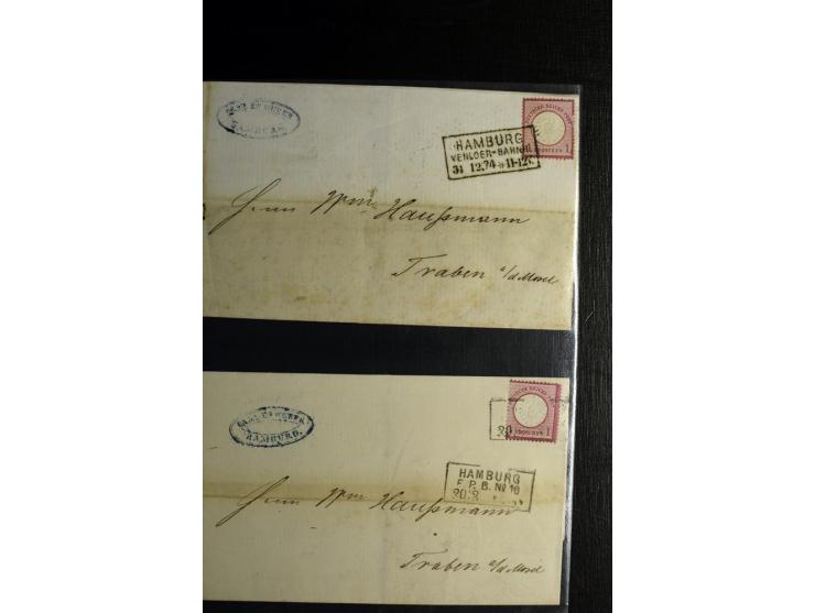 1872/75, ca. 280 Briefen, Karten und Ganzsachen, dabei viele interessante Belege, u.a. Mehrfachfrankaturen, Einheiten bis zum