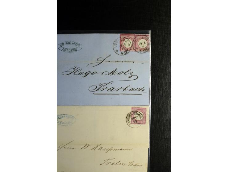 1872/75, ca. 280 Briefen, Karten und Ganzsachen, dabei viele interessante Belege, u.a. Mehrfachfrankaturen, Einheiten bis zum