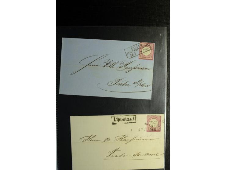 1872/75, ca. 280 Briefen, Karten und Ganzsachen, dabei viele interessante Belege, u.a. Mehrfachfrankaturen, Einheiten bis zum