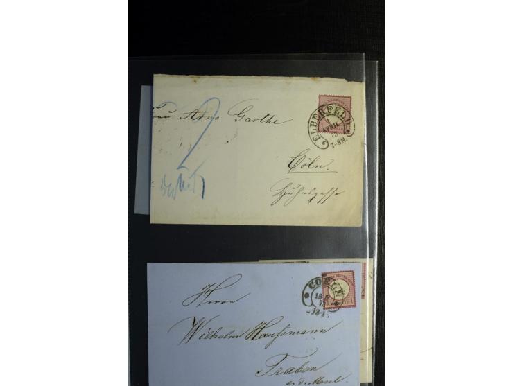 1872/75, ca. 280 Briefen, Karten und Ganzsachen, dabei viele interessante Belege, u.a. Mehrfachfrankaturen, Einheiten bis zum