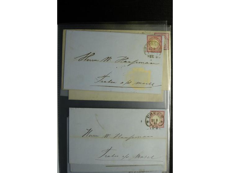 1872/75, ca. 280 Briefen, Karten und Ganzsachen, dabei viele interessante Belege, u.a. Mehrfachfrankaturen, Einheiten bis zum