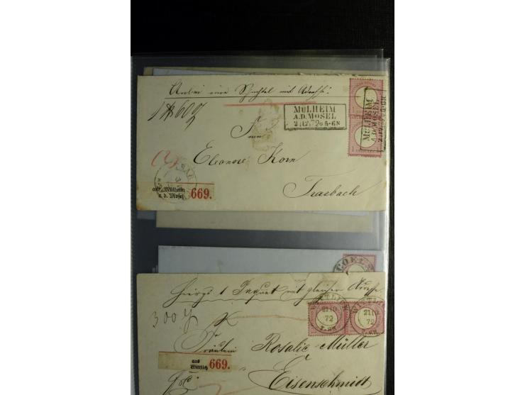 1872/75, ca. 280 Briefen, Karten und Ganzsachen, dabei viele interessante Belege, u.a. Mehrfachfrankaturen, Einheiten bis zum