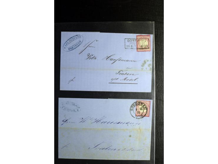 1872/75, ca. 280 Briefen, Karten und Ganzsachen, dabei viele interessante Belege, u.a. Mehrfachfrankaturen, Einheiten bis zum