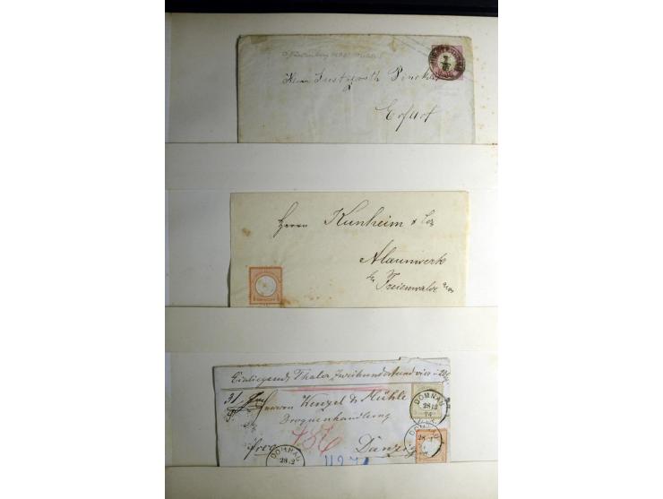 1872/1875, Album mit ca. 190 Brustschild-Frankaturen und Ganzsachen, dabei R-Briefe, Wert- und Paketbegleitbriefe, interessan