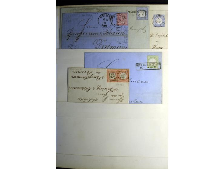 1872/1875, Album mit ca. 190 Brustschild-Frankaturen und Ganzsachen, dabei R-Briefe, Wert- und Paketbegleitbriefe, interessan
