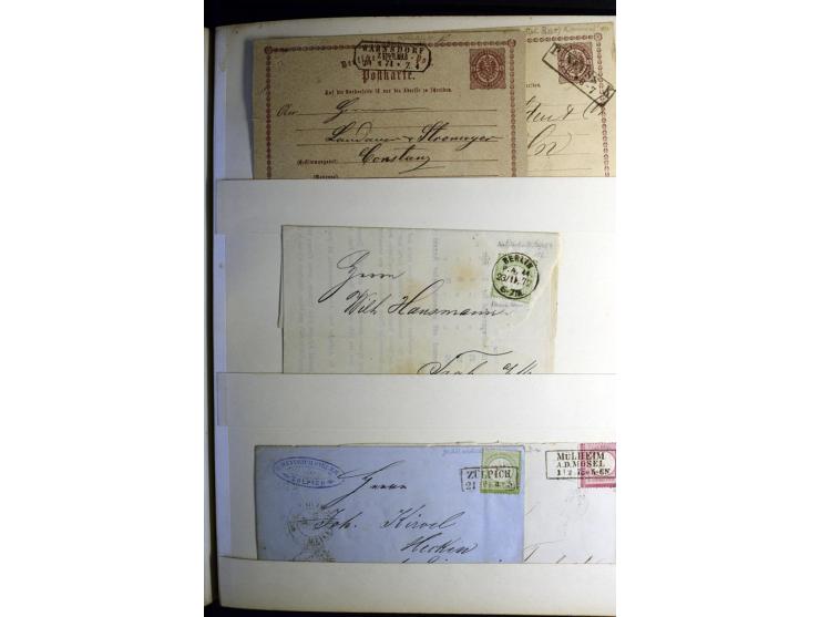 1872/1875, Album mit ca. 190 Brustschild-Frankaturen und Ganzsachen, dabei R-Briefe, Wert- und Paketbegleitbriefe, interessan