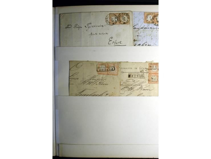 1872/1875, Album mit ca. 190 Brustschild-Frankaturen und Ganzsachen, dabei R-Briefe, Wert- und Paketbegleitbriefe, interessan