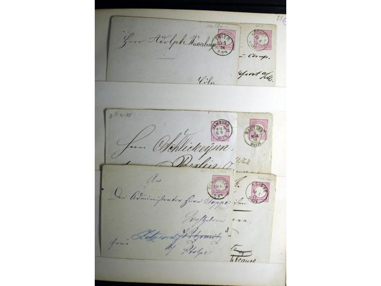 1872/1875, Album mit ca. 190 Brustschild-Frankaturen und Ganzsachen, dabei R-Briefe, Wert- und Paketbegleitbriefe, interessan