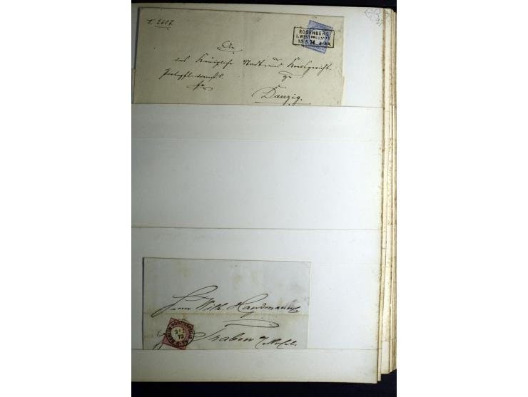 1872/1875, Album mit ca. 190 Brustschild-Frankaturen und Ganzsachen, dabei R-Briefe, Wert- und Paketbegleitbriefe, interessan