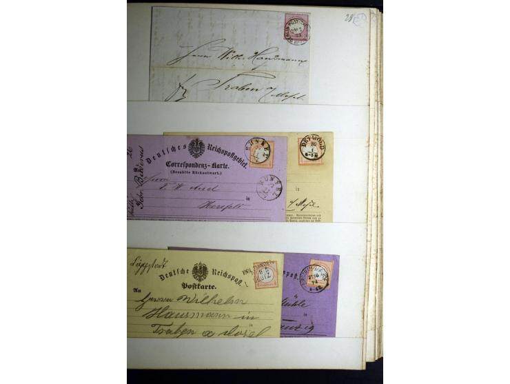1872/1875, Album mit ca. 190 Brustschild-Frankaturen und Ganzsachen, dabei R-Briefe, Wert- und Paketbegleitbriefe, interessan