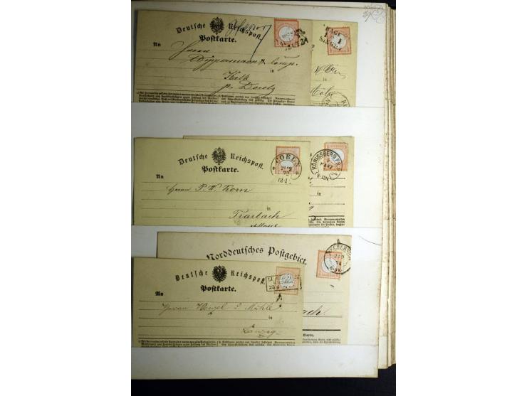 1872/1875, Album mit ca. 190 Brustschild-Frankaturen und Ganzsachen, dabei R-Briefe, Wert- und Paketbegleitbriefe, interessan