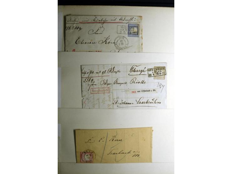 1872/1875, Album mit ca. 190 Brustschild-Frankaturen und Ganzsachen, dabei R-Briefe, Wert- und Paketbegleitbriefe, interessan