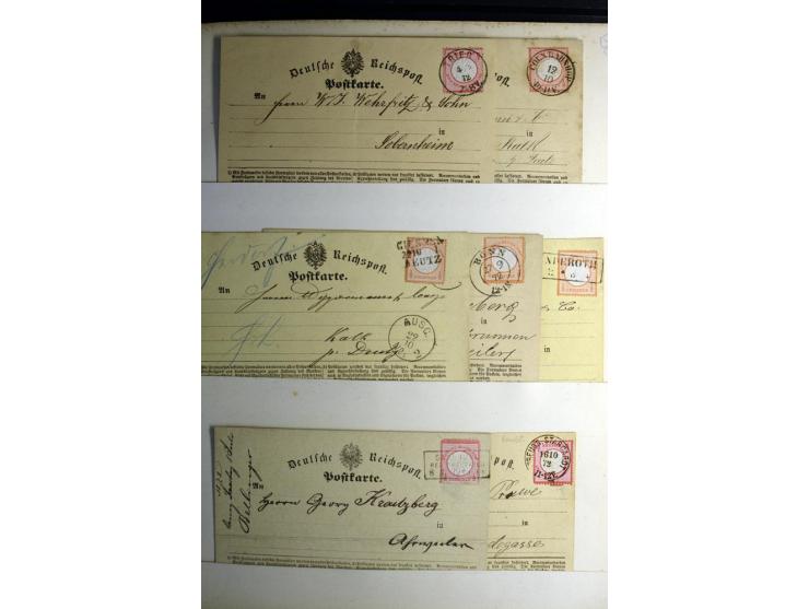 1872/1875, Album mit ca. 190 Brustschild-Frankaturen und Ganzsachen, dabei R-Briefe, Wert- und Paketbegleitbriefe, interessan
