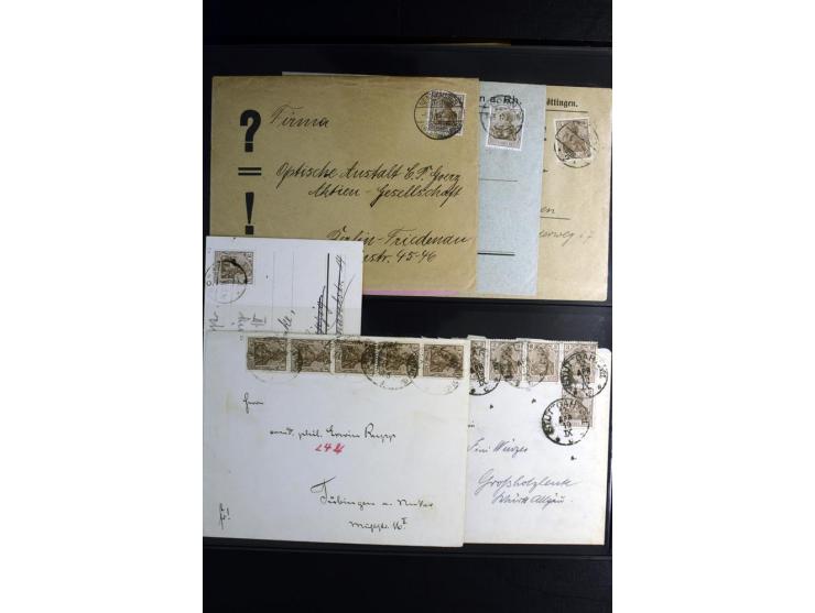 1900/1918, umfangreiche Sammlung mit über 400 Briefen und Karten, dabei viele Einzel- und Mehrfachfrankaturen, R-Briefe, Misc