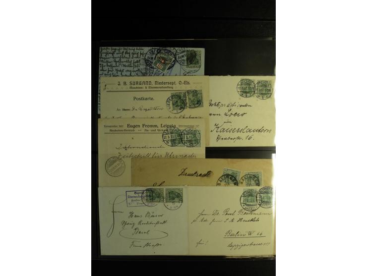 1900/1918, umfangreiche Sammlung mit über 400 Briefen und Karten, dabei viele Einzel- und Mehrfachfrankaturen, R-Briefe, Misc