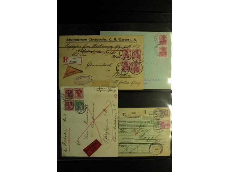 1900/1918, umfangreiche Sammlung mit über 400 Briefen und Karten, dabei viele Einzel- und Mehrfachfrankaturen, R-Briefe, Misc